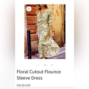 Floral flounce sleeve dress -New